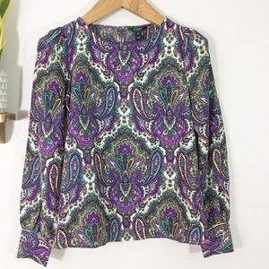 J. Crew purple paisley blouse
